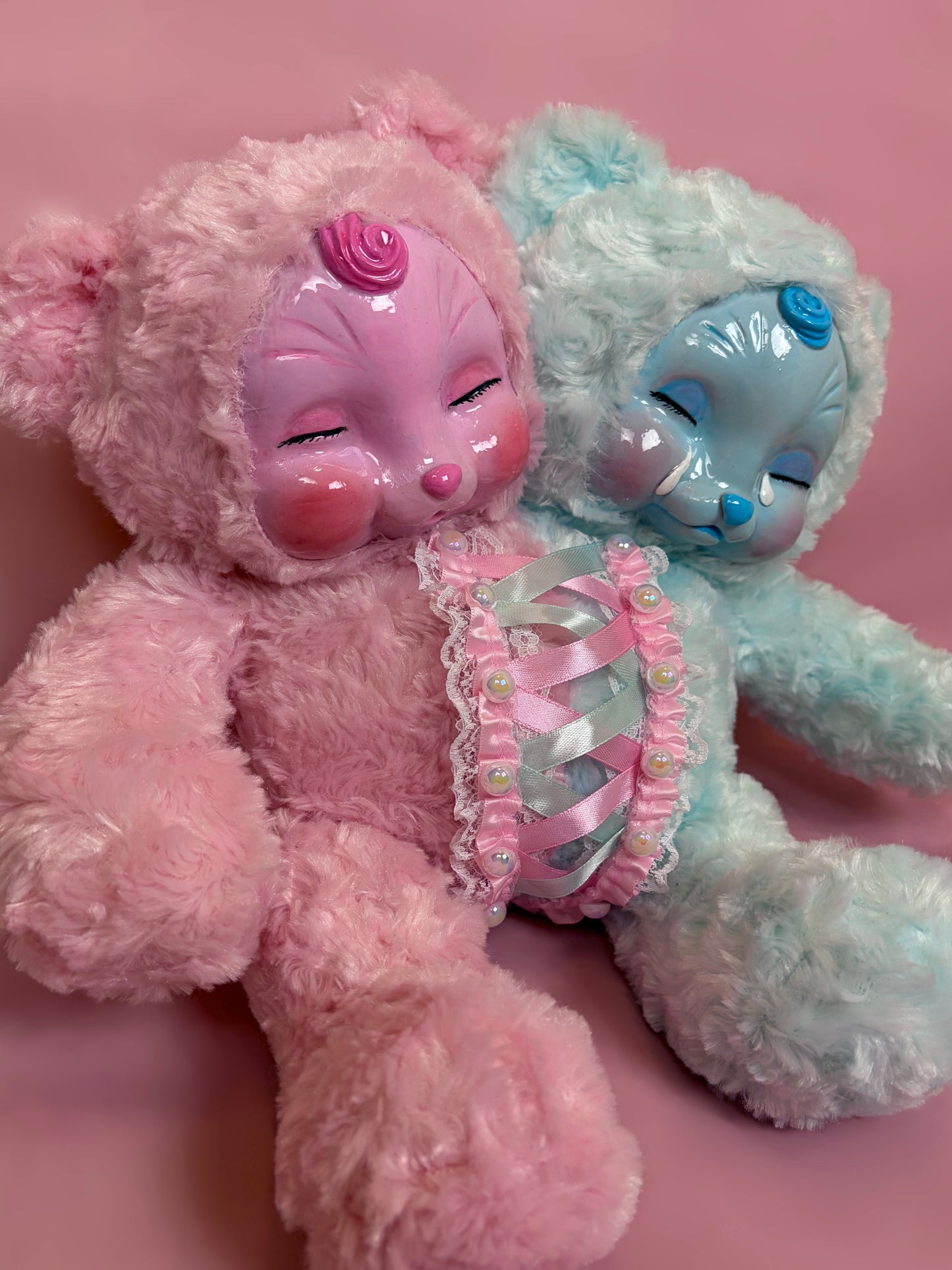 Pink & Blue Conjoined Teddy Bear Pre-Order