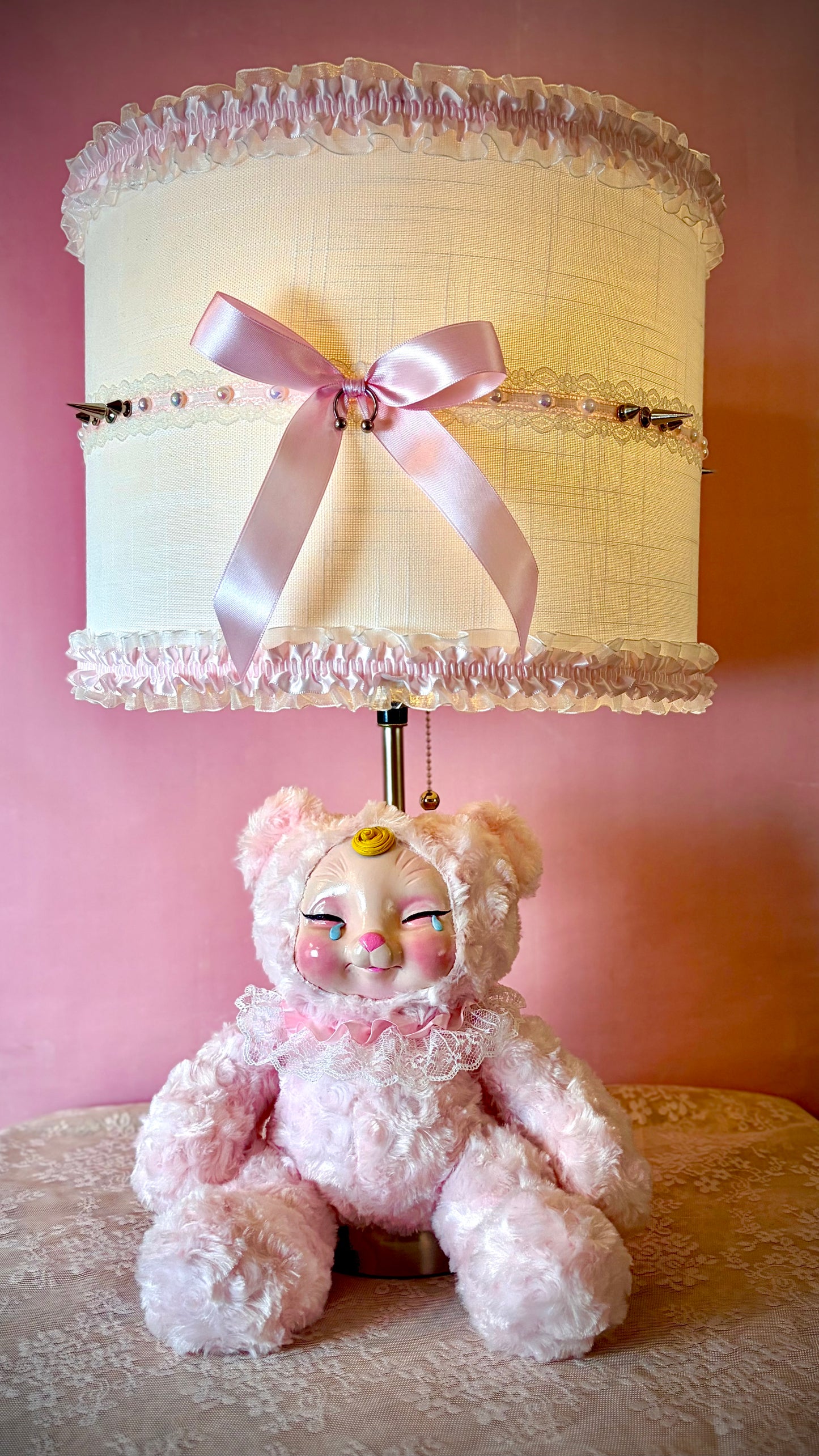 Pink Cry baby Teddy Bear Lamp