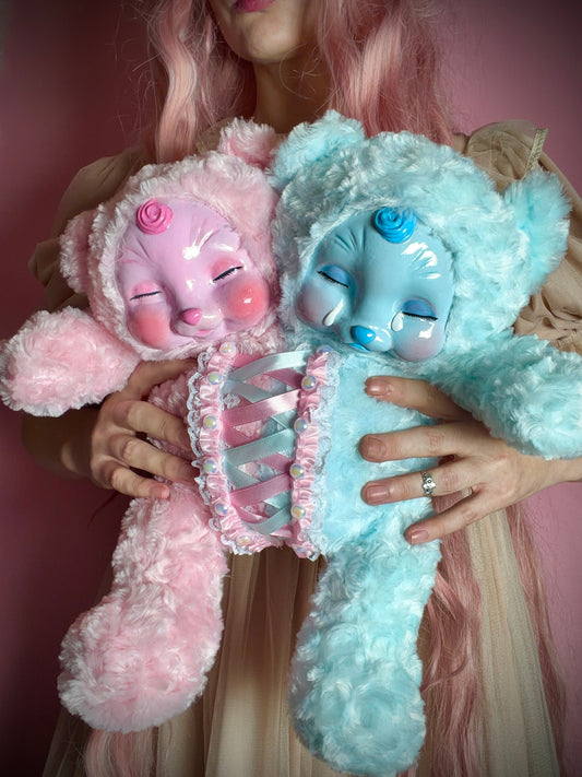 Pink & Blue Conjoined Teddy Bear Pre-Order