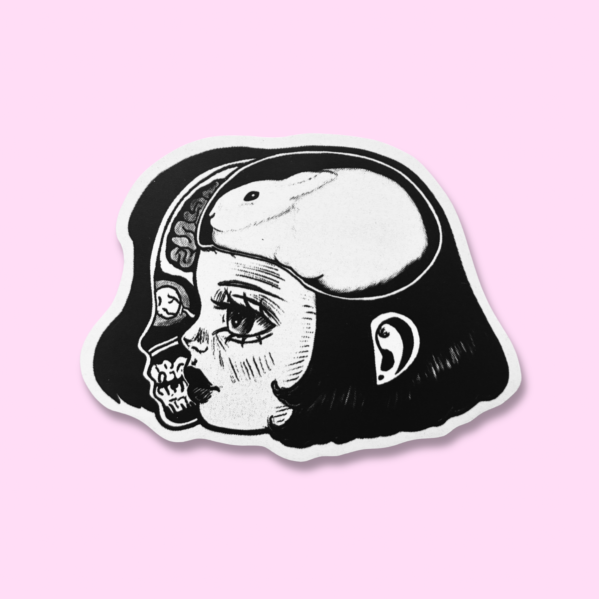 Black Bunny Brains Sticker