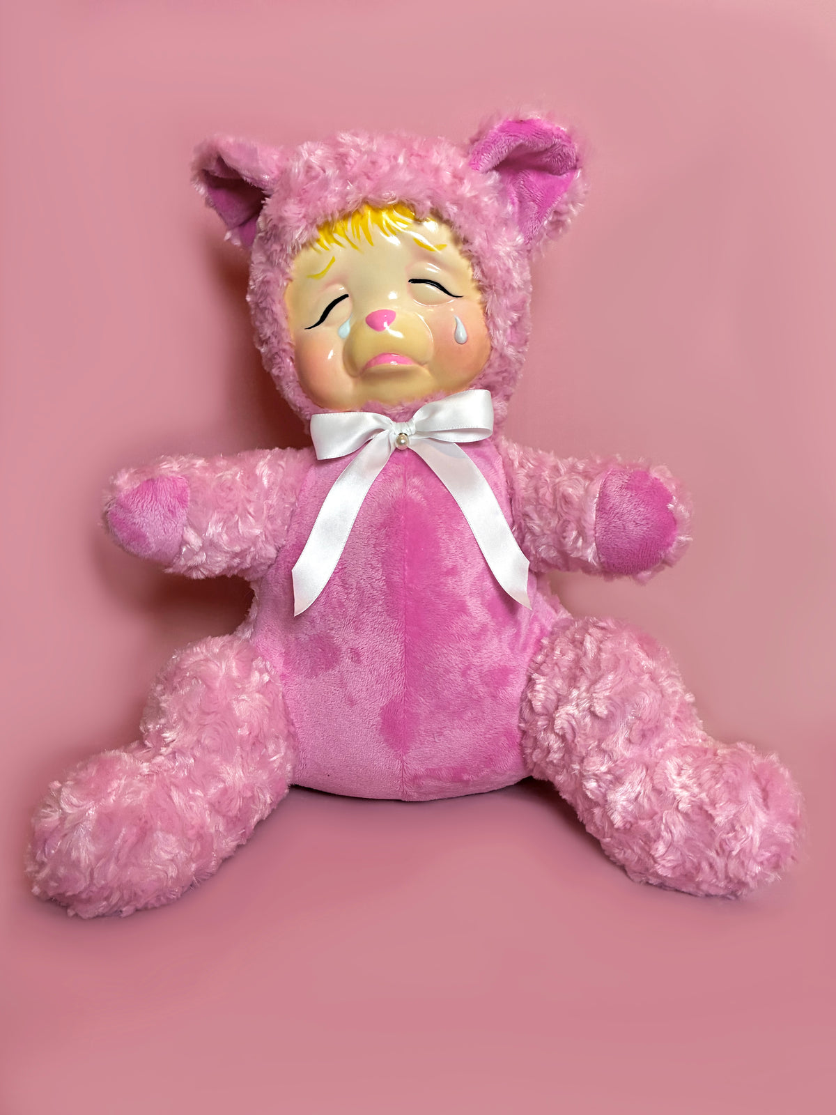 Pink Rushton Style Pouting Bear