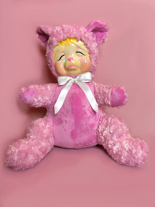 Pink Rushton Style Pouting Bear