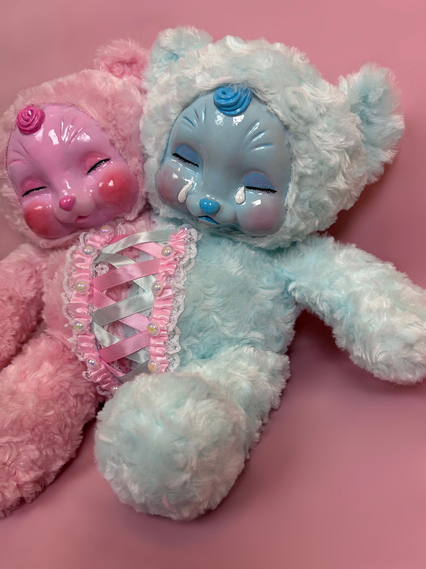 Pink & Blue Conjoined Teddy Bear Pre-Order