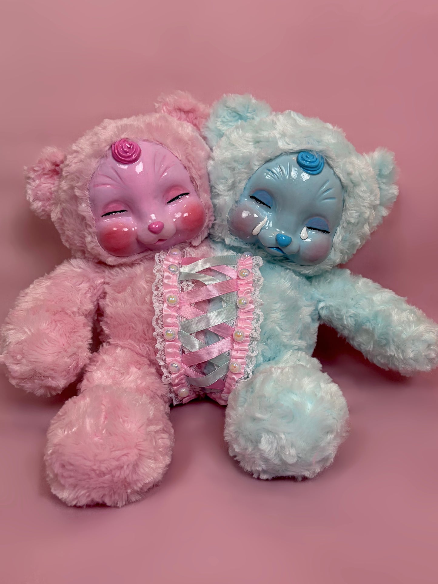 Pink & Blue Conjoined Teddy Bear Pre-Order