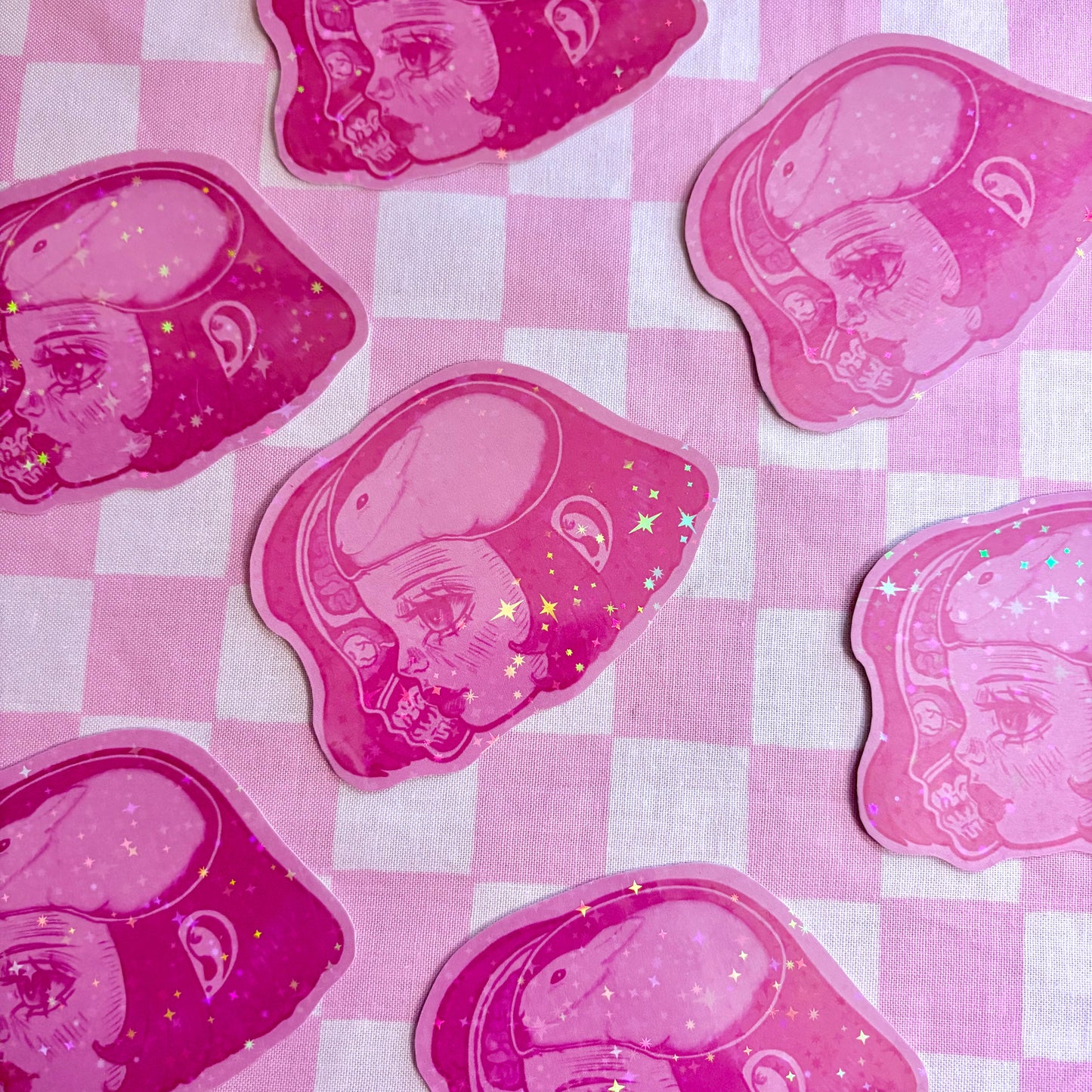 Bunny Brain Glitter Sticker