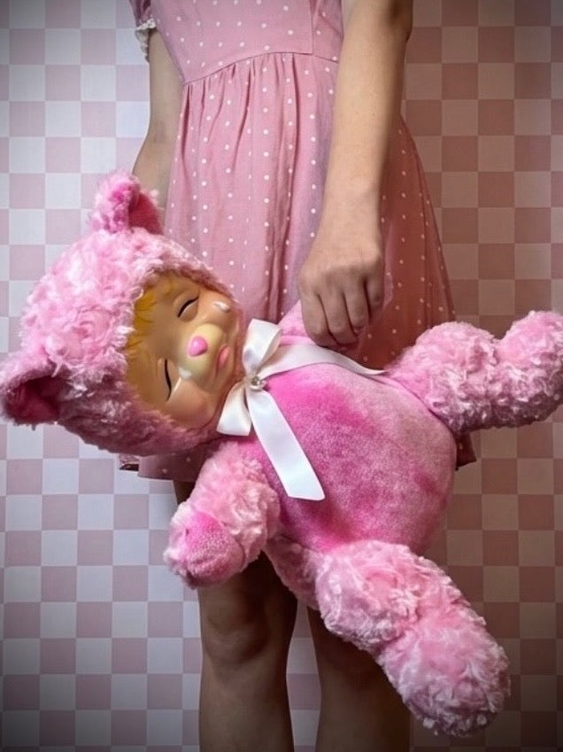 Pink Rushton Style Pouting Bear
