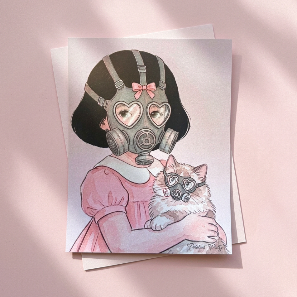 A4 Girl & Her Cat Print