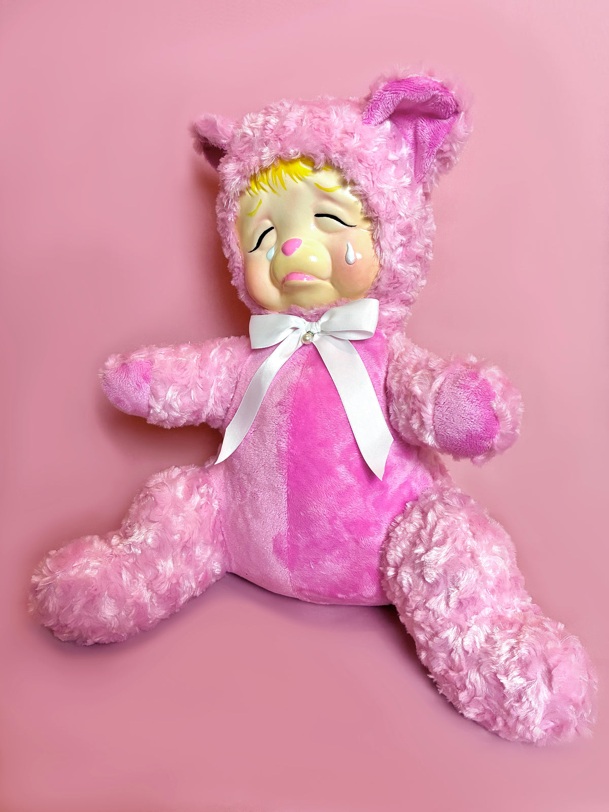 Pink Rushton Style Pouting Bear